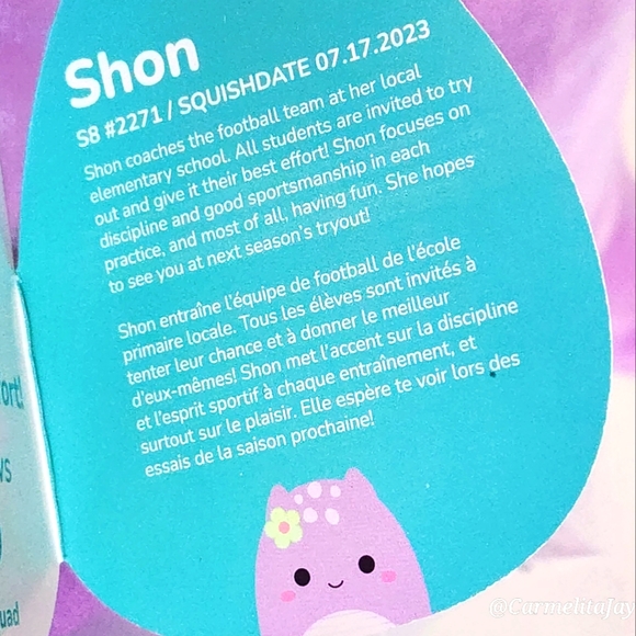 SHON 🦕 FTM Purple Lochness Monster w Green Flower Original Squishmallow ☆ NWT ☆ - Picture 4 of 7